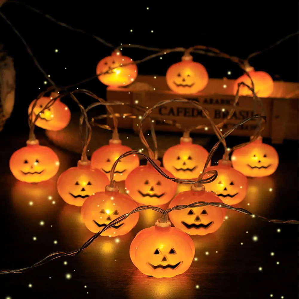 Halloween Decorative LED String Light Jack O 'Lantern Skull Saloon Shopping Mall Haunted House Props Ornaments Pumpkin Lamp