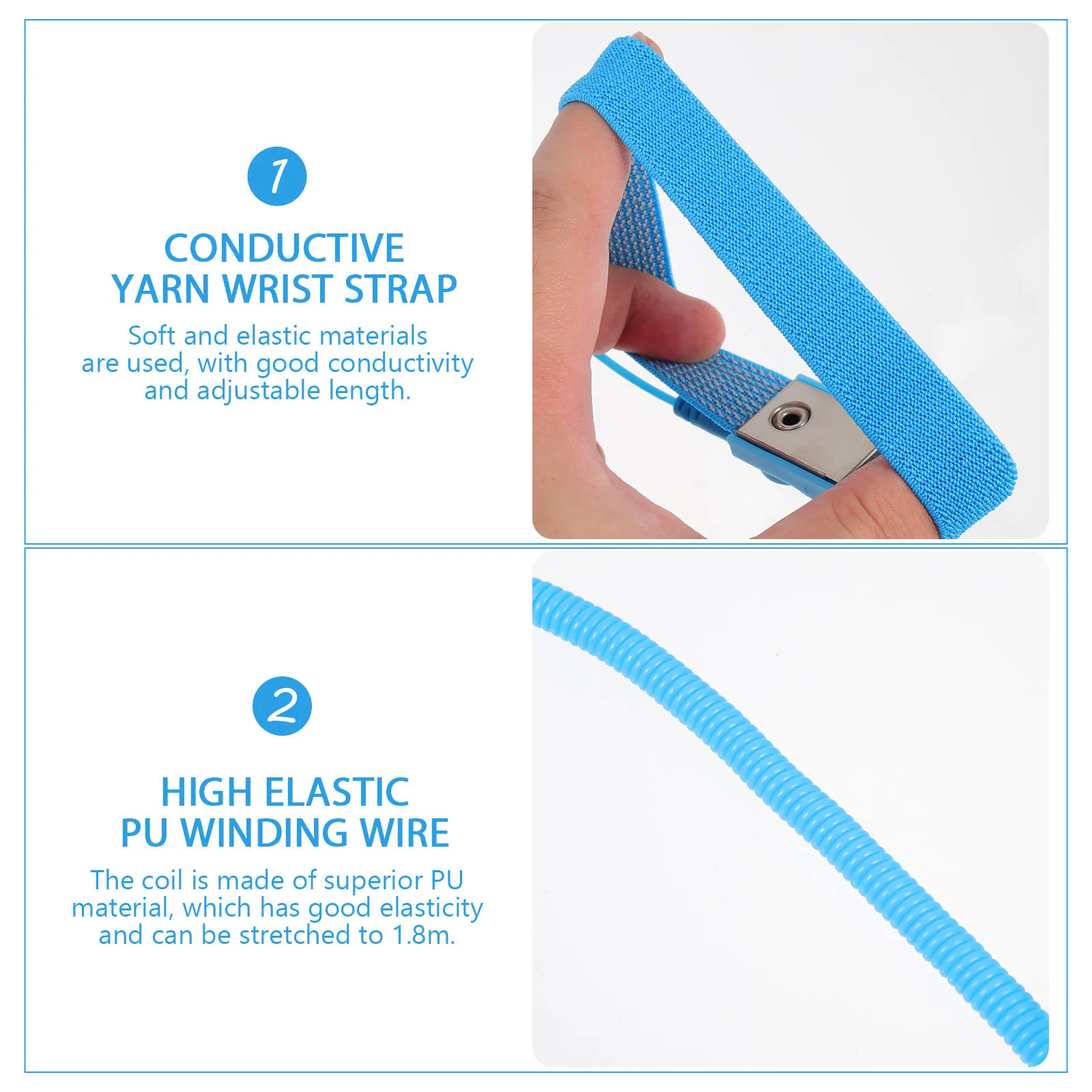 

6Pcs Anti Static Wrist Strap Adjustable Esd Grounding Bracelet Professional Reusable PVC Band for Electronic Work