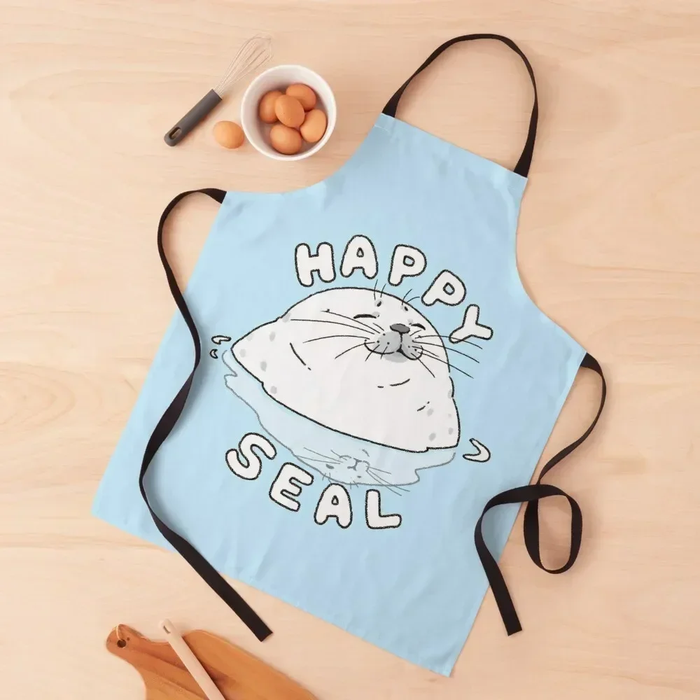 Happy Ringed Seal Apron waterproof for women For Home Accessories Apron