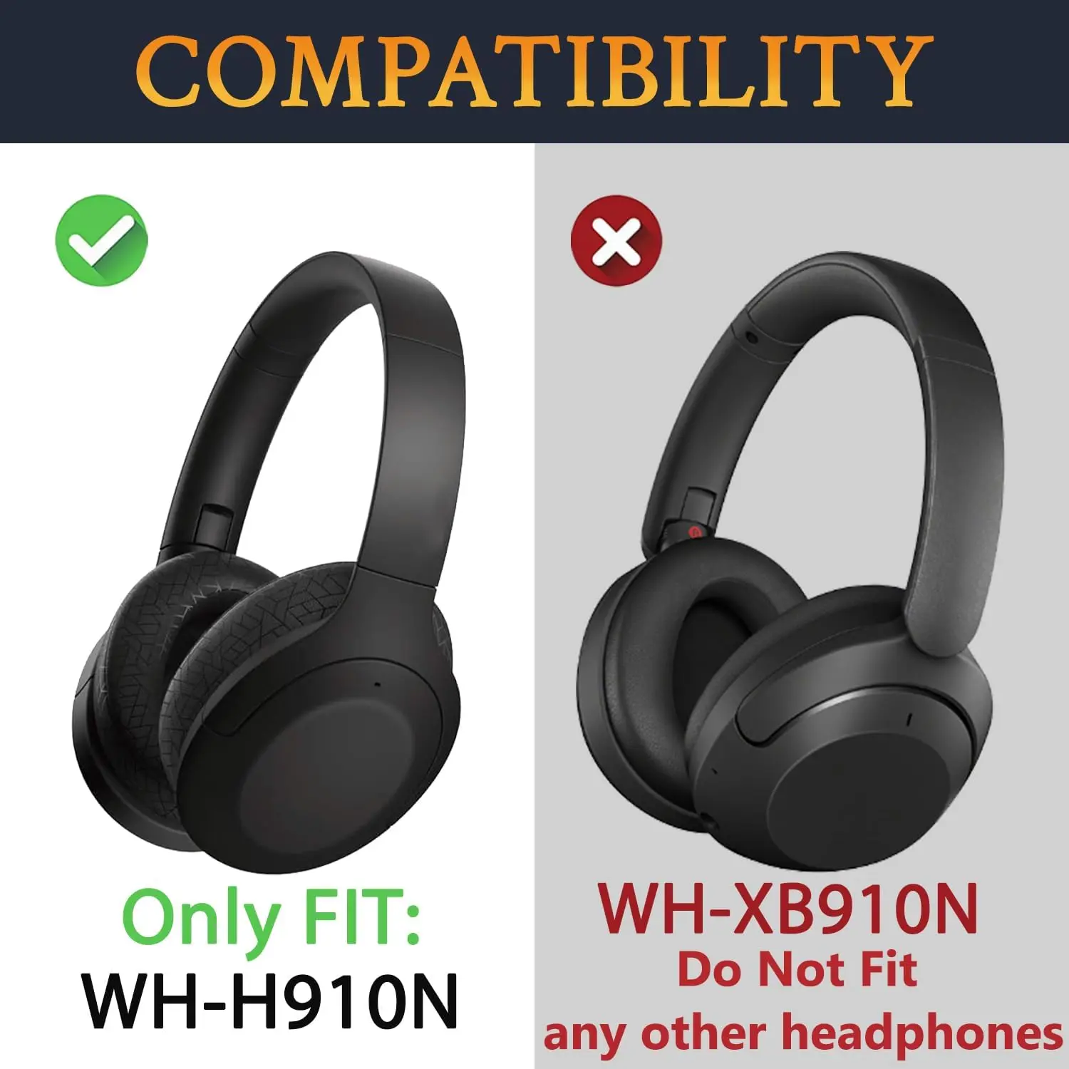 WHH910N Earpads & Headband Cover for Sony WH-H910N h.Ear on 3 WH H910N H910 Headphone Replacement Ear Pads Cushions Cover Foam