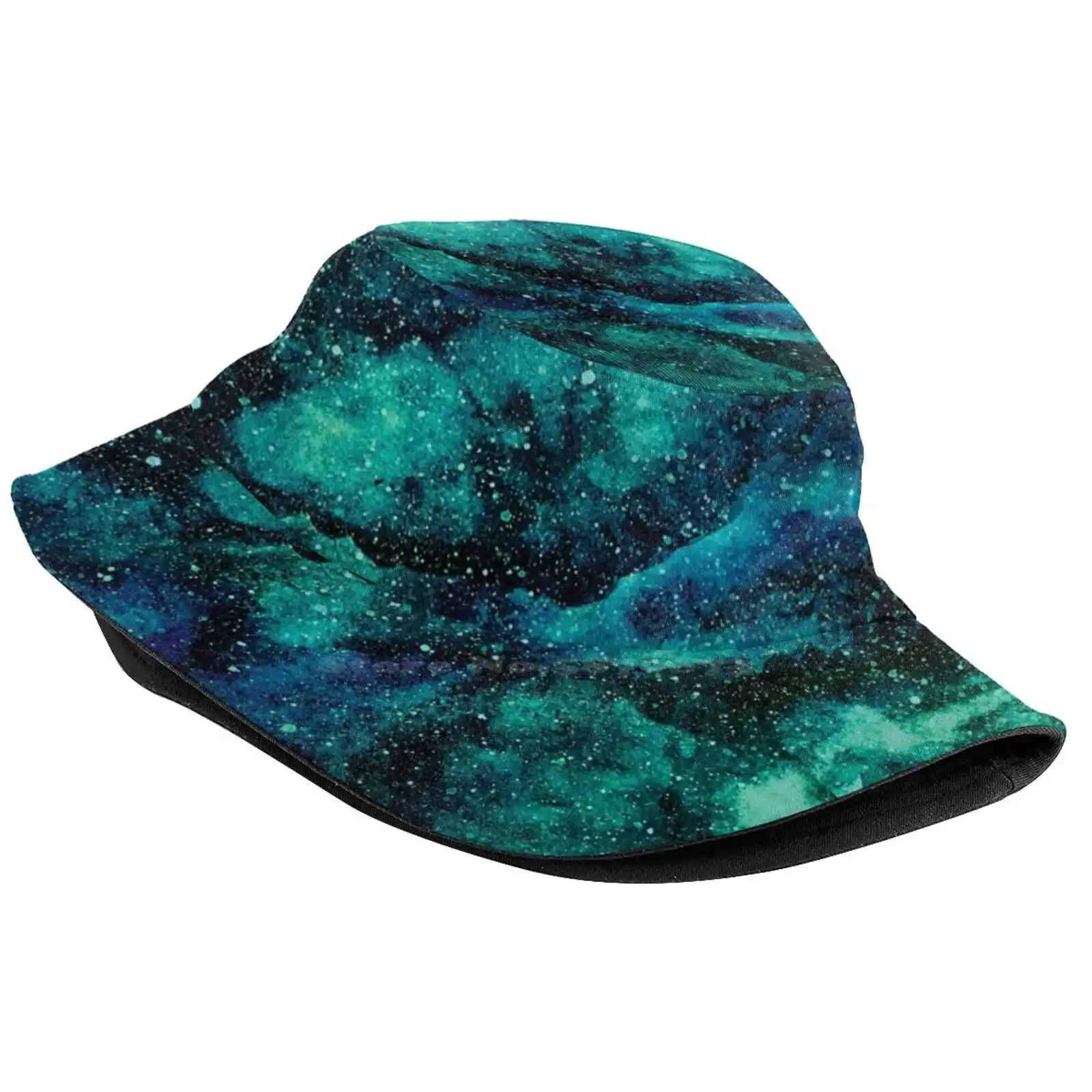 Galaxy Blue/Green Sun Cap Fisherman Hat Bucket Hats Universe Night Sky Cosmos Milky Way Nebula Blue Green Space Art Star Gazing