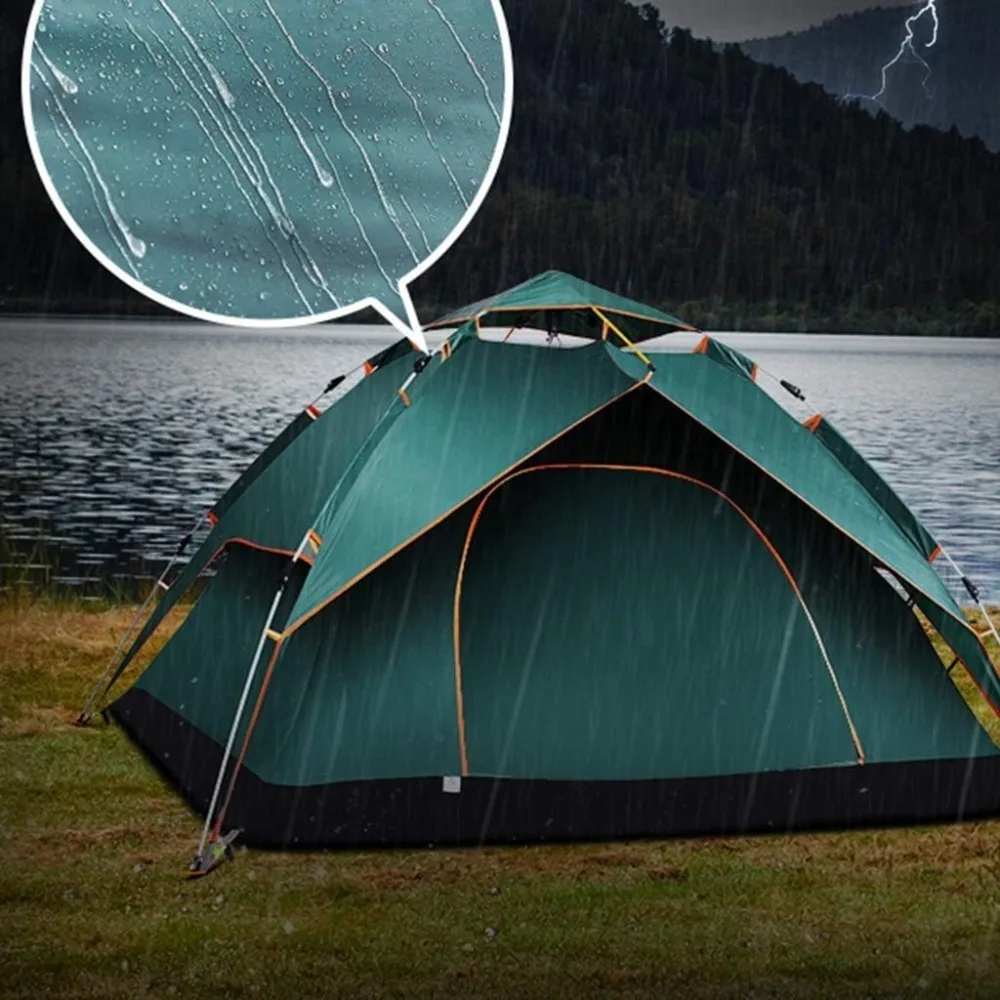 

NIEH Automatic Tent Outdoor Rain 3-4 People Thick Rainproof Waterproof Oxford Cloth Double Wild Camping Family Outing
