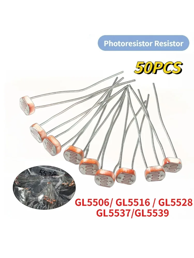 50 pièces LDR Photo résistance sensible à la lumière GL5506 GL5516 GL5528 GL5537 GL5539 Kit de photorésistance résistance photoconductrice