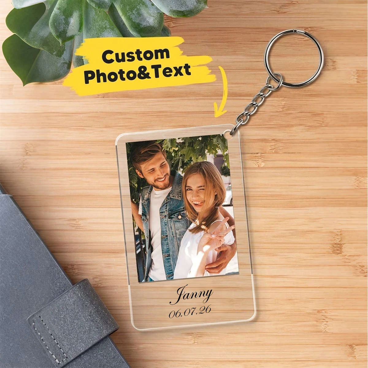 Custom Photo Acrylic Keychain Personalized Text Picture Customized Couple Family Pet Photo Keychain Gift For Lover Friend