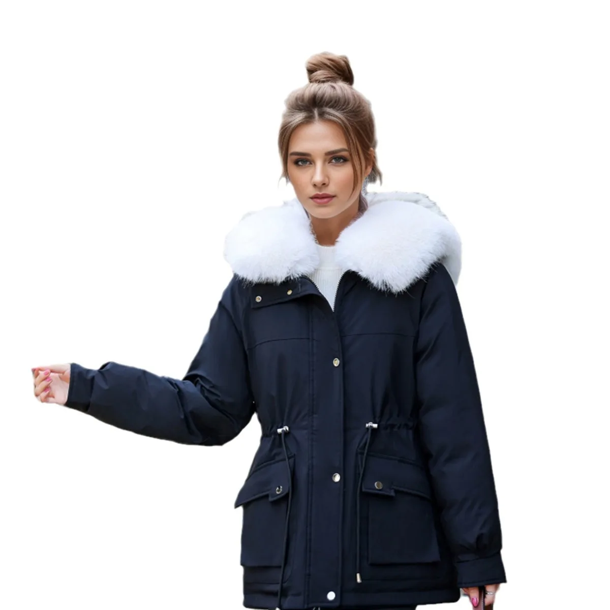 Fashion Winter Jacket Women Warm Coat Long Female Jacket Plus Size 3XL Ladies Parka Winter Coat Women Fur Collar Hooded Outwear