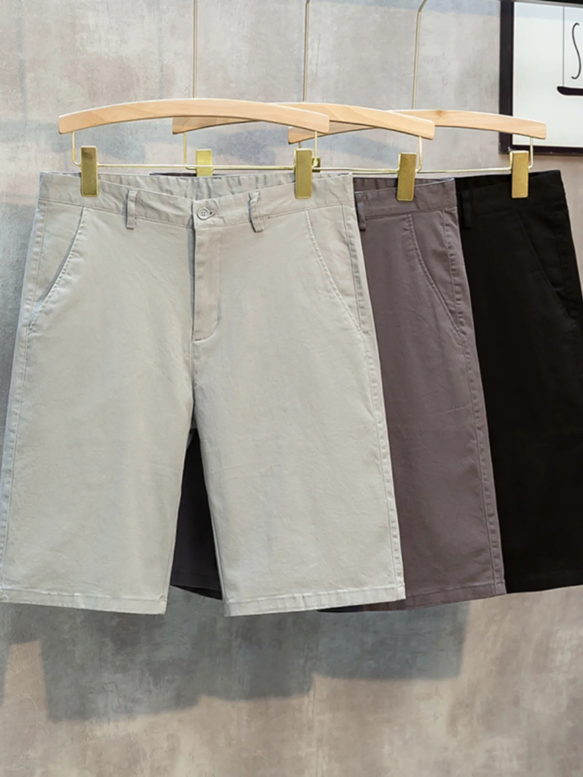 

Мужские прямые брюки из чистого хлопка, дышащие, модные, летние, повседневные, молодежные, спортивные, средней длины, цветные, пятиточечные