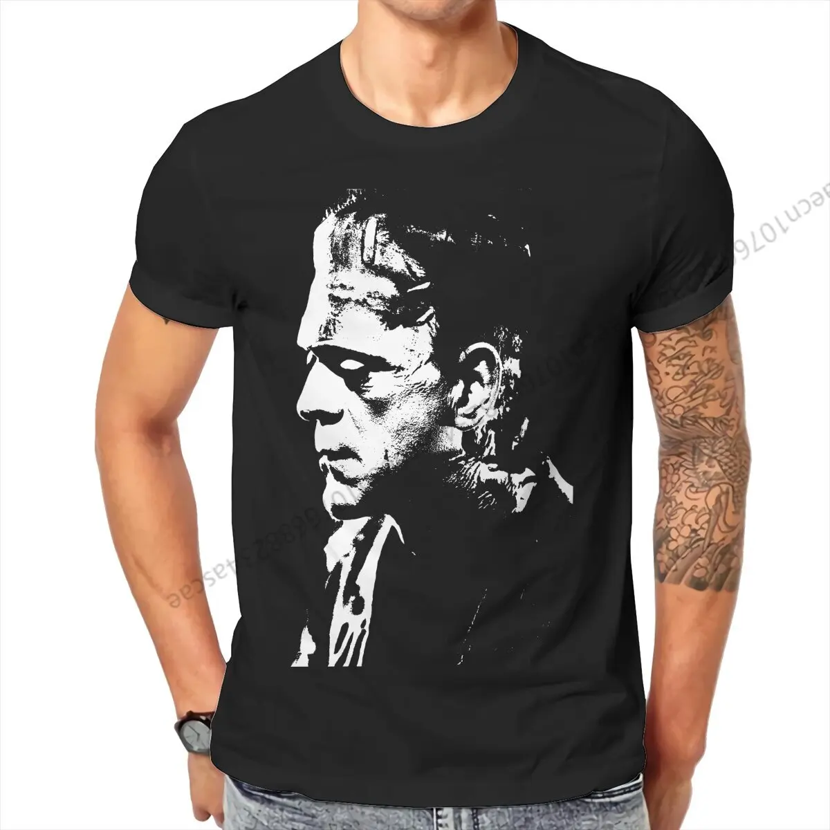 Frankenstein Horror Tshirt Graphic Men Tops Vintage Summer Cotton Clothing T Shirt