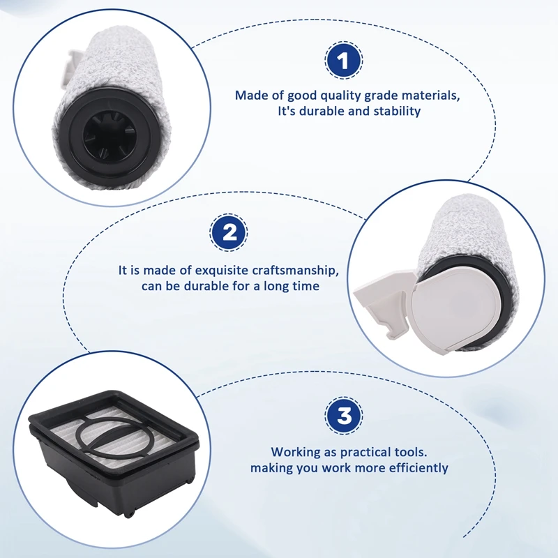 

2 Set for W20 / 2c / 4c / 2 Lite Roller Brush and Filter Accessories Wet and Dry Vacuum Cleaner