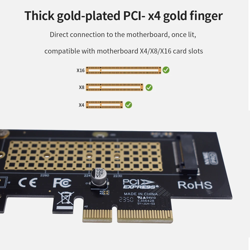 TISHRIC-placa adaptadora M.2 NVME SSD a PCIE3.0 4X, compatible con disco duro 2230/2242/2260/2280, controlador de interfaz de clave M de varios tamaños