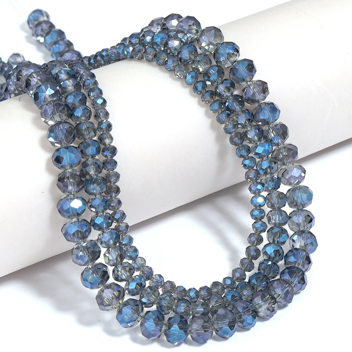 Perline di vetro cristallo austriaco sfaccettato blu trasparente 4 6 8mm Perline distanziatrici rondelle sciolte per creazione di gioielli Bracciale fai da te 15'' pollici