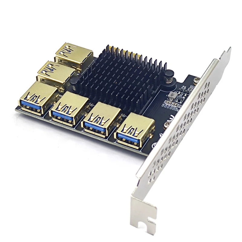 PCI Express Riser Card PCI-E 1X 1 To 6 USB 3.0 Adapter 6 Port Riser Multiplier Card Expansion Card Adapter