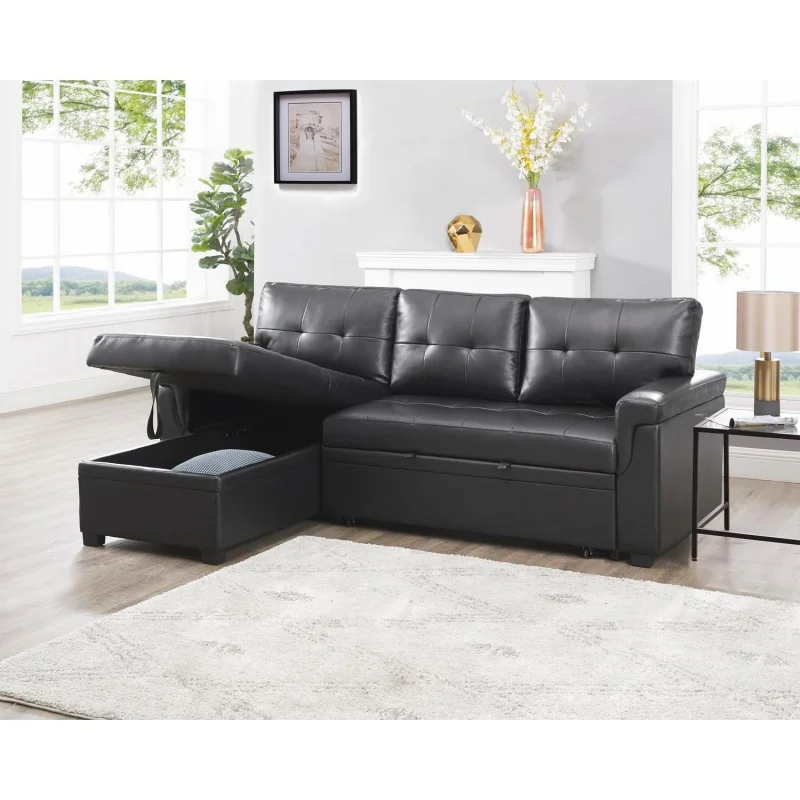 Sleeper Sectional Sofa with Convertible Sofa Bed &Inviting Chaise.Find Tranquil Comfort Stress-Relieving Design &Du