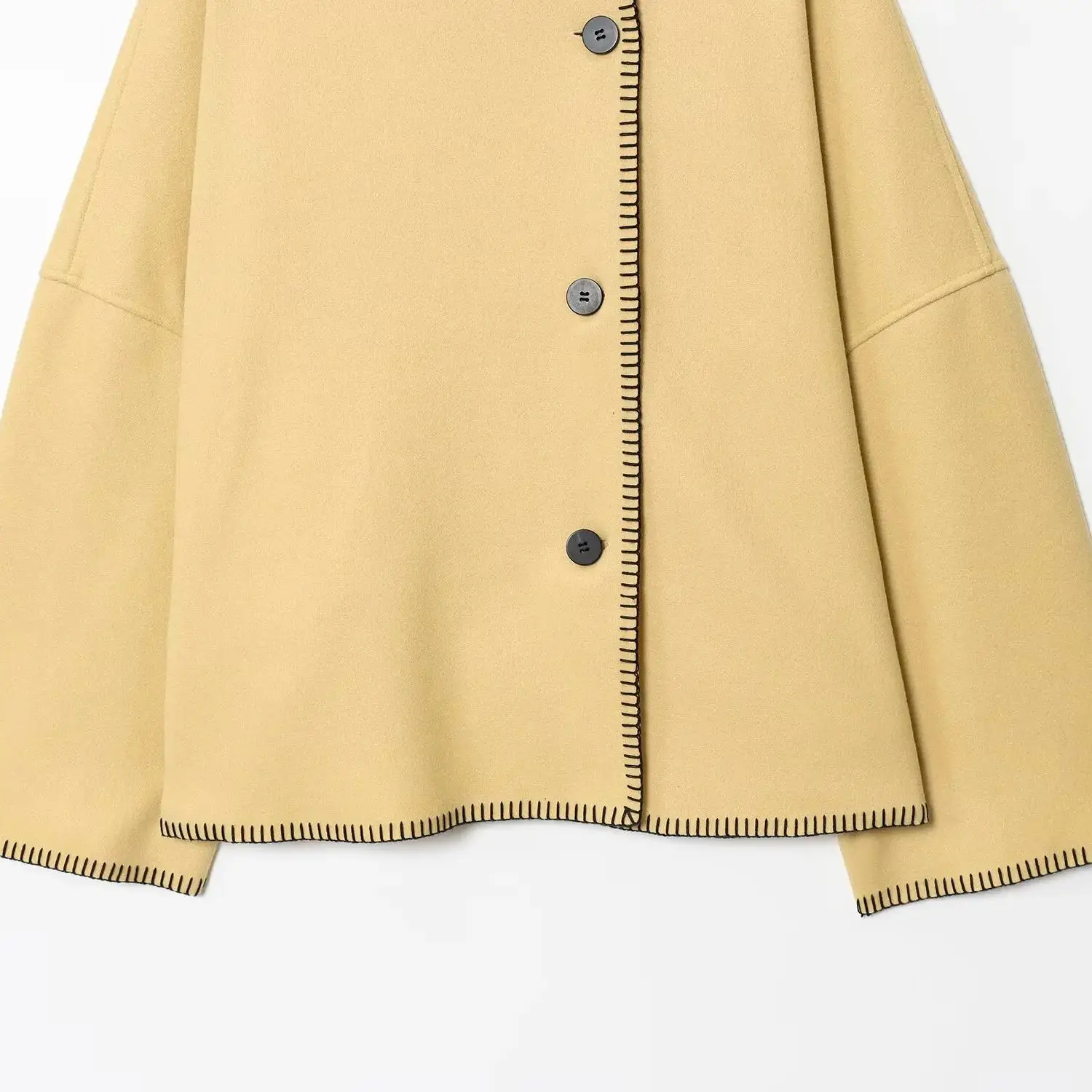 معطف نسائي موضة 2021 على الطراز الأوروبي والأمريكي شتوي جديد بخياطة جانبية معطف فضفاض بياقة عالية معطف على شكل قطرة على الكتف Mujer