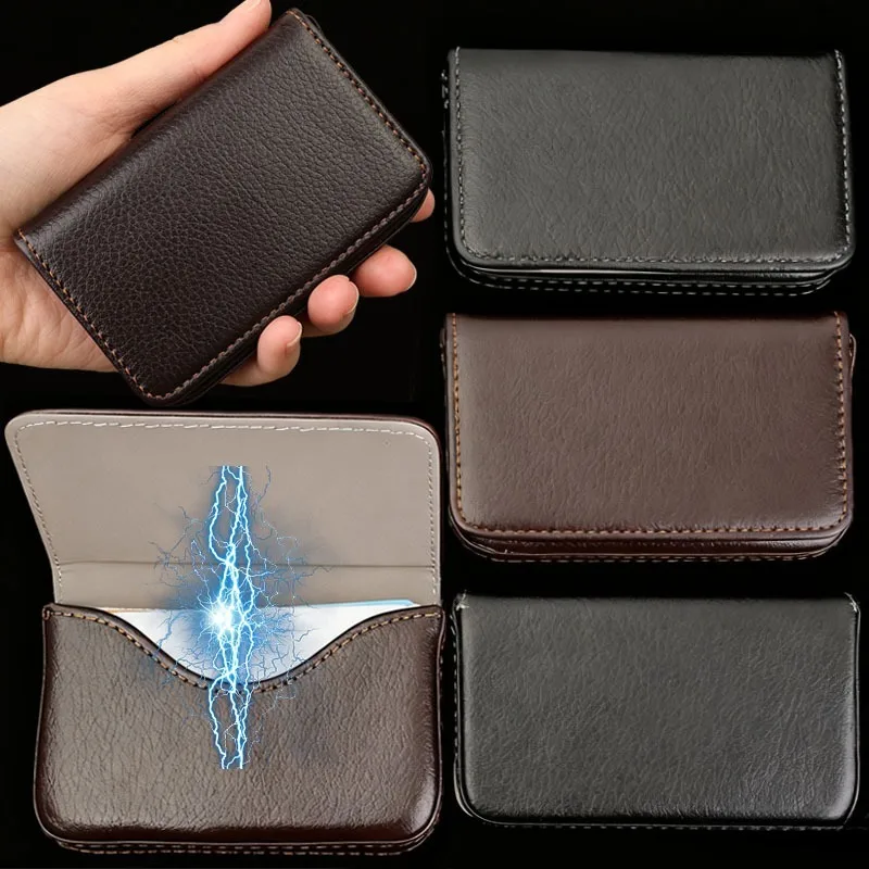 

Минималистичный чехол для карт из искусственной кожи с рисунком личи, магнитный кошелек, многофункциональный органайзер для визитных карточек, портативный кожаный кошелек с защитой от потери