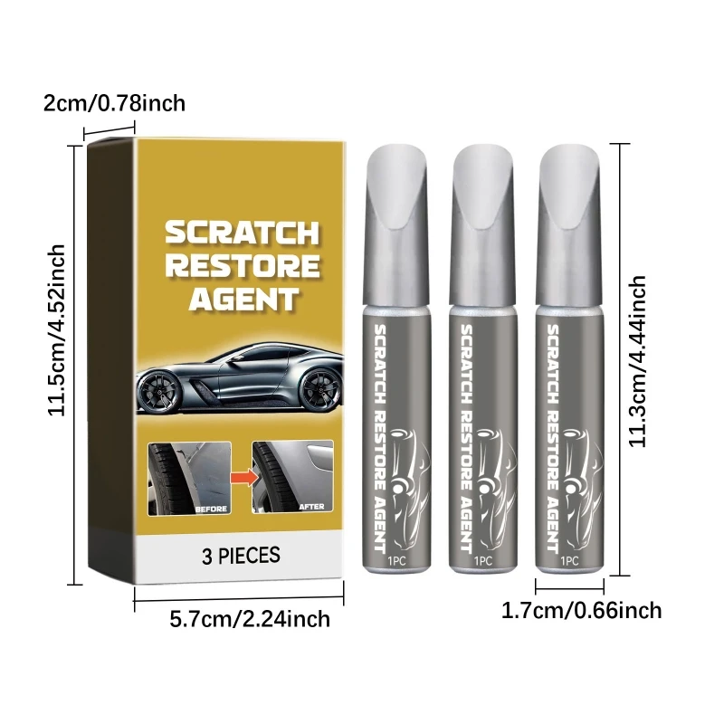 3Pcs Professional Car Paint Coat Repair Pen Water Resistant Scratch Repair Pen Car Paint Pen Scratch Repair Pen