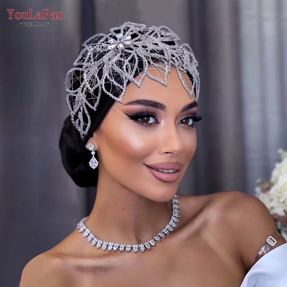 YouLaPan HP256 tocado de novia dorado para mujer, accesorios para el cabello de boda, diadema de novia africana, Tiara de fiesta de cristal y tocado