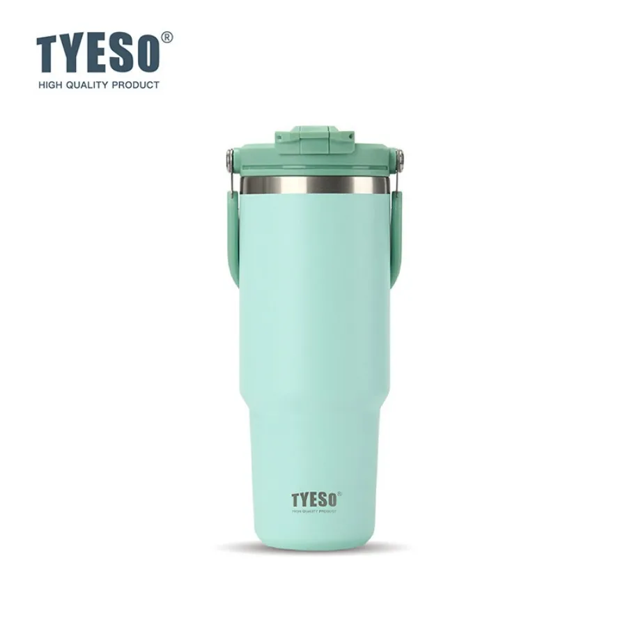 Tyeso 1200ML Cup Handle Vacuum Flasks Dual-Drink Coffee Mug Stainless Steel Thermoses Ice Cup Car Bottle Hot Cold Retention