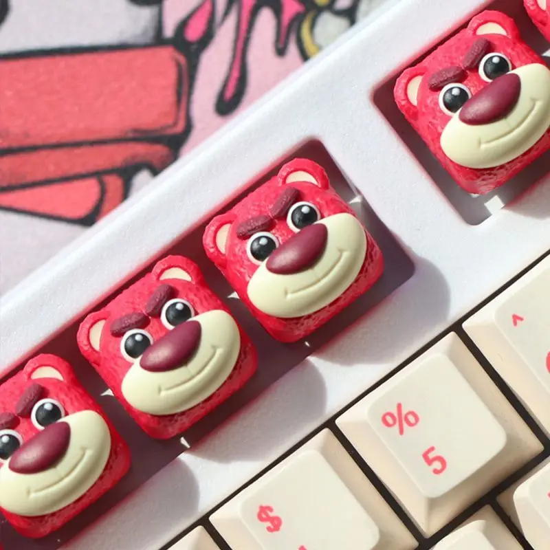Disney Lotso Keycap Cute Cartoon Individuality Creative Mechanical Keyboard Keys Resin 3D anime Animation Gift Wholesale