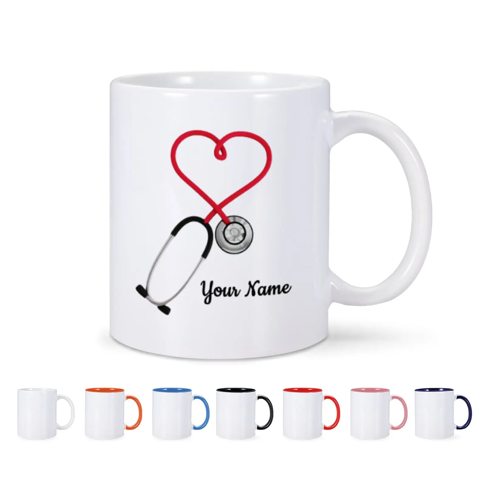 Personalized Name Stethoscope Nurses and Doctors Gift Coffee Mug 11oz Pink Ceramic Funny and Unique Friend Nurse Gift Mugs