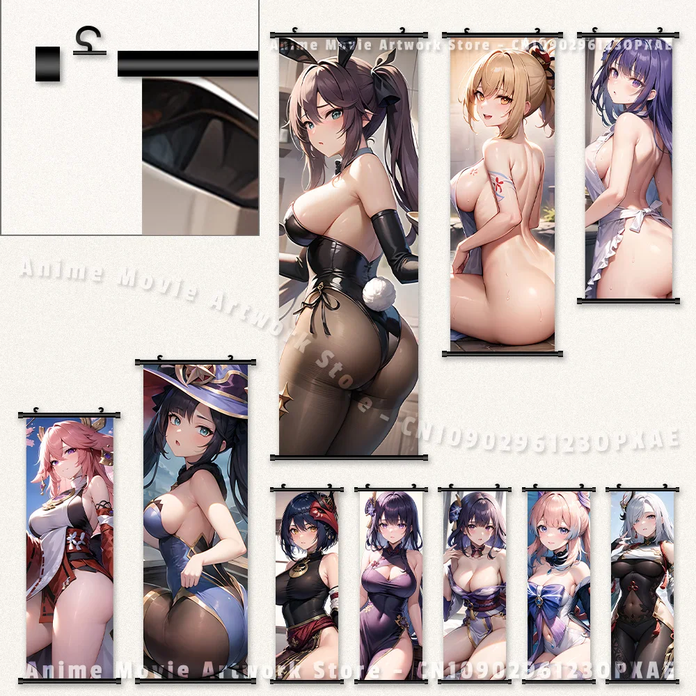 

Wall Art Canvas Print Poster Hot Game Hanging Painting Anime Raiden Shogun Home Decor Room Scrolls Picture For Genshin Impact