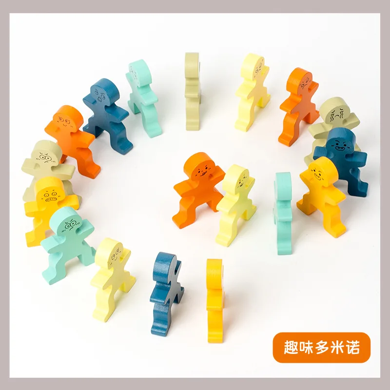 Kinder Holz niedlichen Bösewicht stapeln Musik Baustein Baby Balance stapeln hoch Tischspiel Puzzle Spielzeug