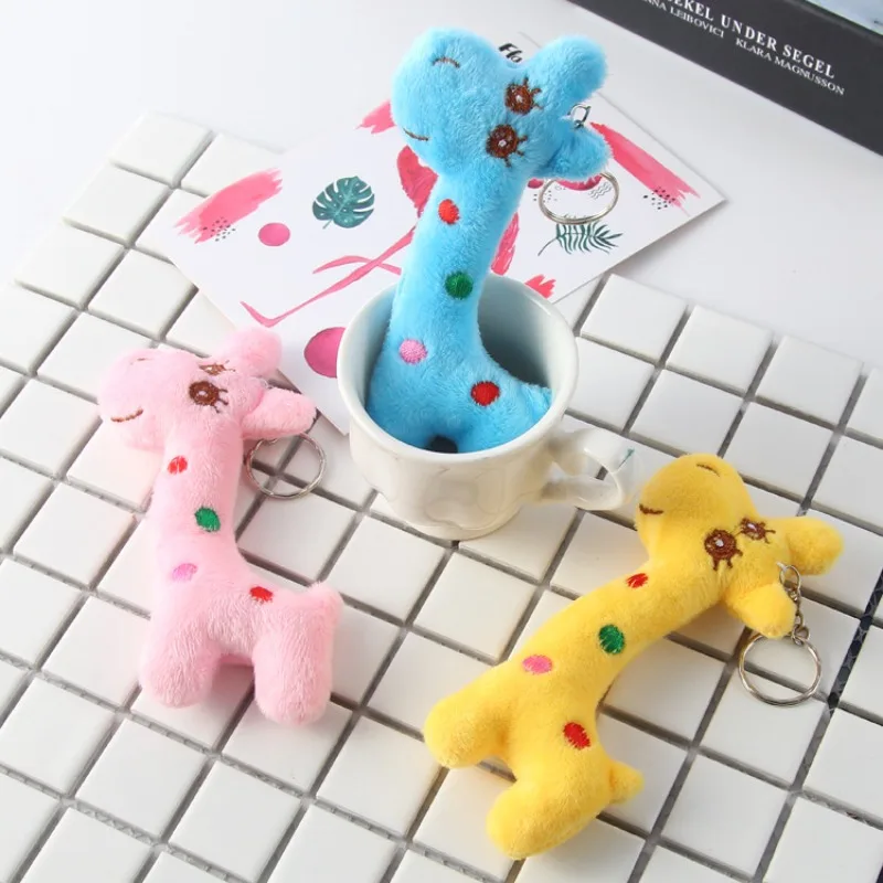 Cute Plush Giraffe Stuffed Toys Kawaii Animal Doll Keyring Children Soft Cute Plush Keychain Pendant for Kids Baby Funny Gift