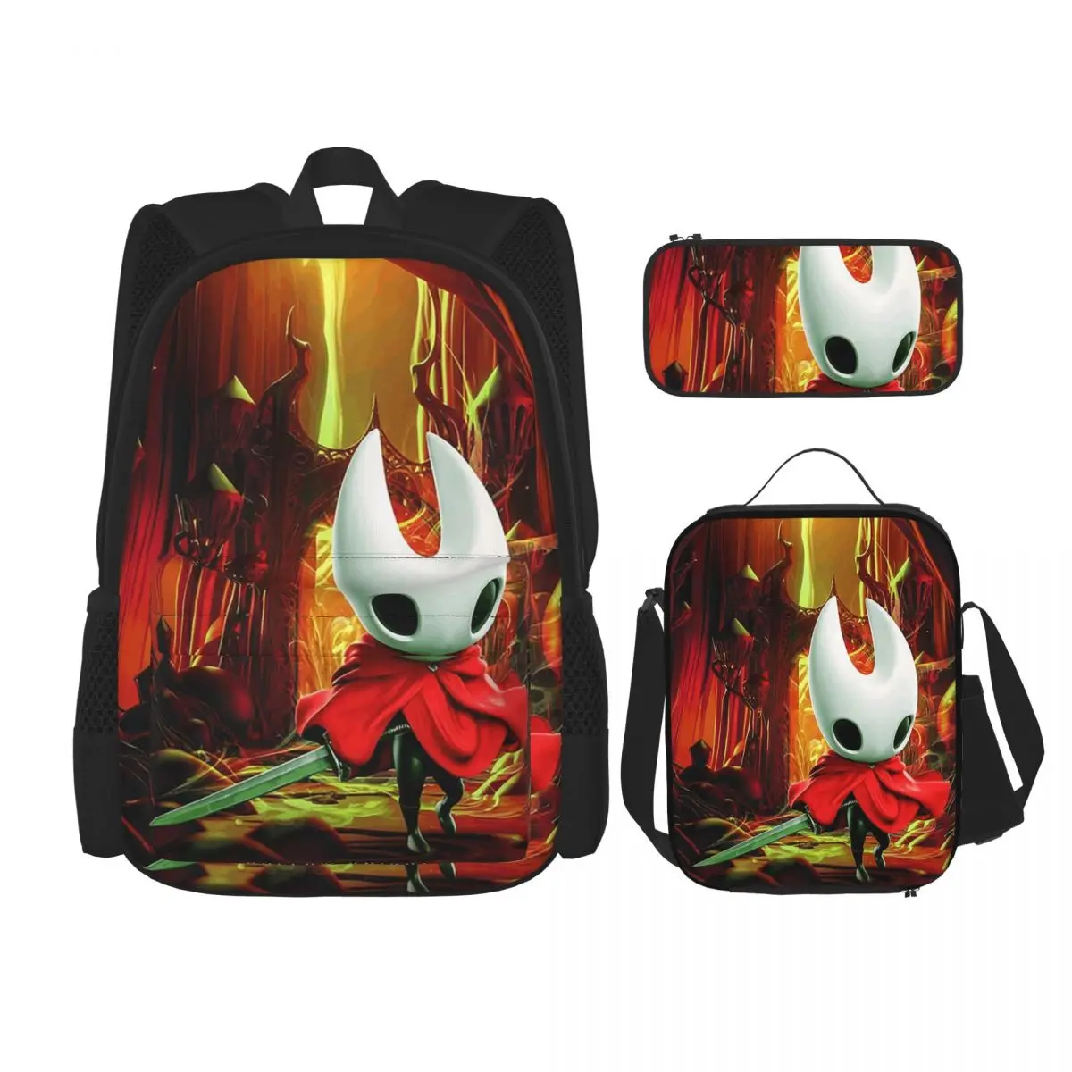 Hollow Knight Silksong Backpacks Students Bookbag School Bags Rucksack Lunch Bag Pen Bag Three-Piece Set