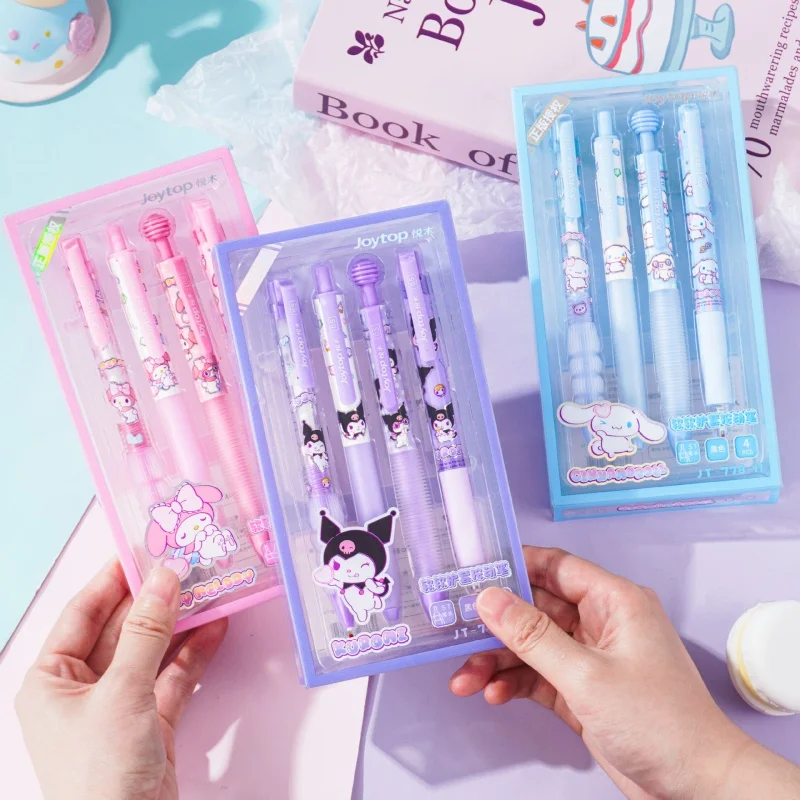

24pcs/lot Sanrio Kuromi Melody Cinnamoroll Press Gel Pen Cute 0.5mm Black Ink Press Signature Pens School Supplies