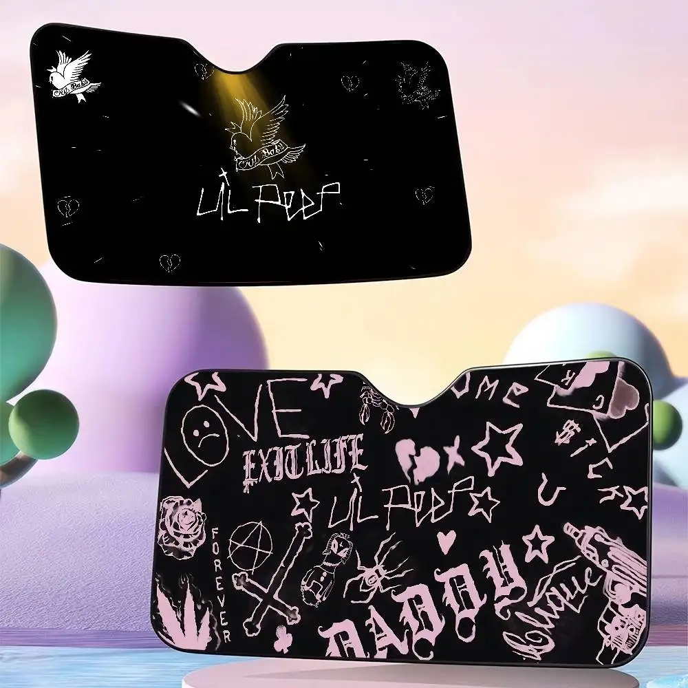 مغني الراب L-Lil P-Peep Hate Me شخصية الزجاج الأمامي ظلة غطاء السيارة الشمس الظل السيارات الشمس قناع سيارة يغطي سيارة الحماية الشمسية