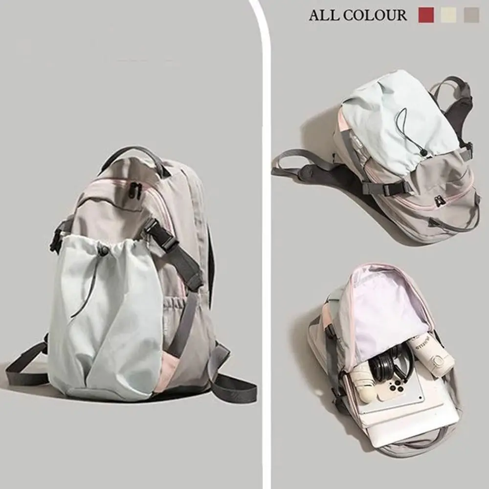 

Drawstring Vintage Workwear Backpack Large Capacity Adjustable Straps Short Travel Bag Soft Comfortable Unisex Rucksack