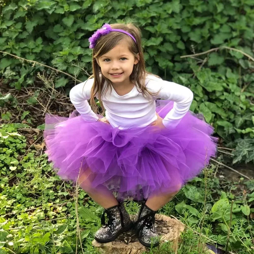 Solid Purple Tutu Skirt Outfit for Baby Girls Birthday Party Tutus Halloween Costumes for Kids Toddler Photo Shoot Tulle Skirts