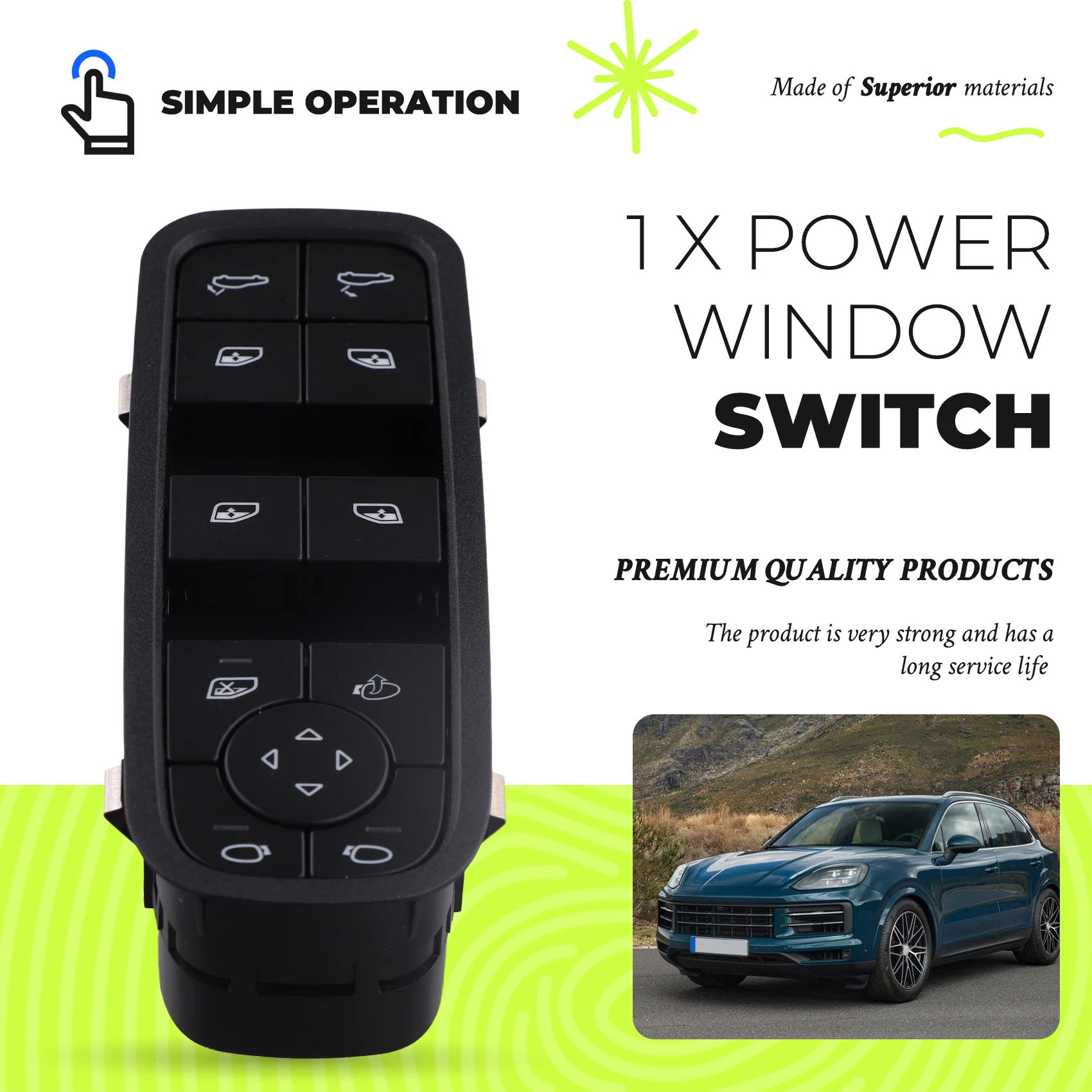 

Автомобильный передний левый переключатель стеклоподъемника для Cayenne Macan 911 2010-2023 971959858J 971959858, запасная часть