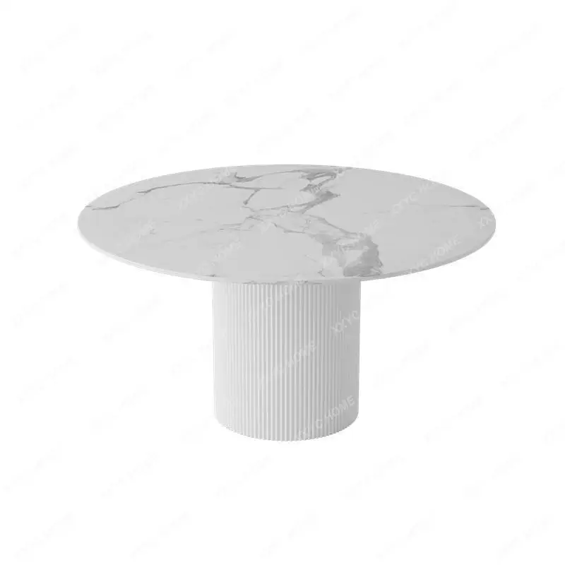 Simplicity round Stone Plate Dining Table and Chair High-End Dining Table and Chair Combination Multi-Person round Dining Table