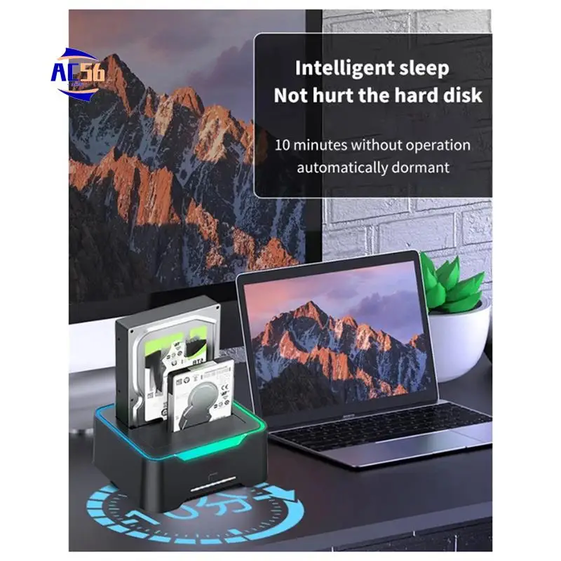 

AC56-2.5/3.5 Serial Port Dual-Disk Hard Drive Base USB3.0 Multi-Function Offline Copy Mobile Hard Drive Box Base
