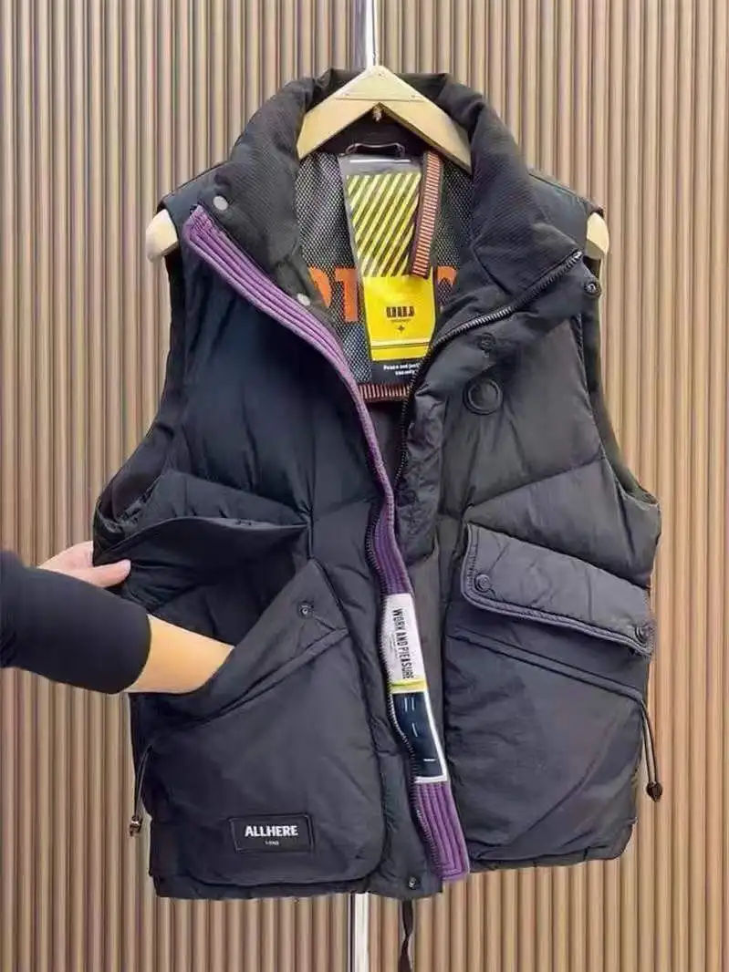 

Зимняя утепленная хлопковая рабочая куртка для мужчин, модная, с воротником-стойкой, теплая, с защитой от холода, универсальный жилет для молодежи...