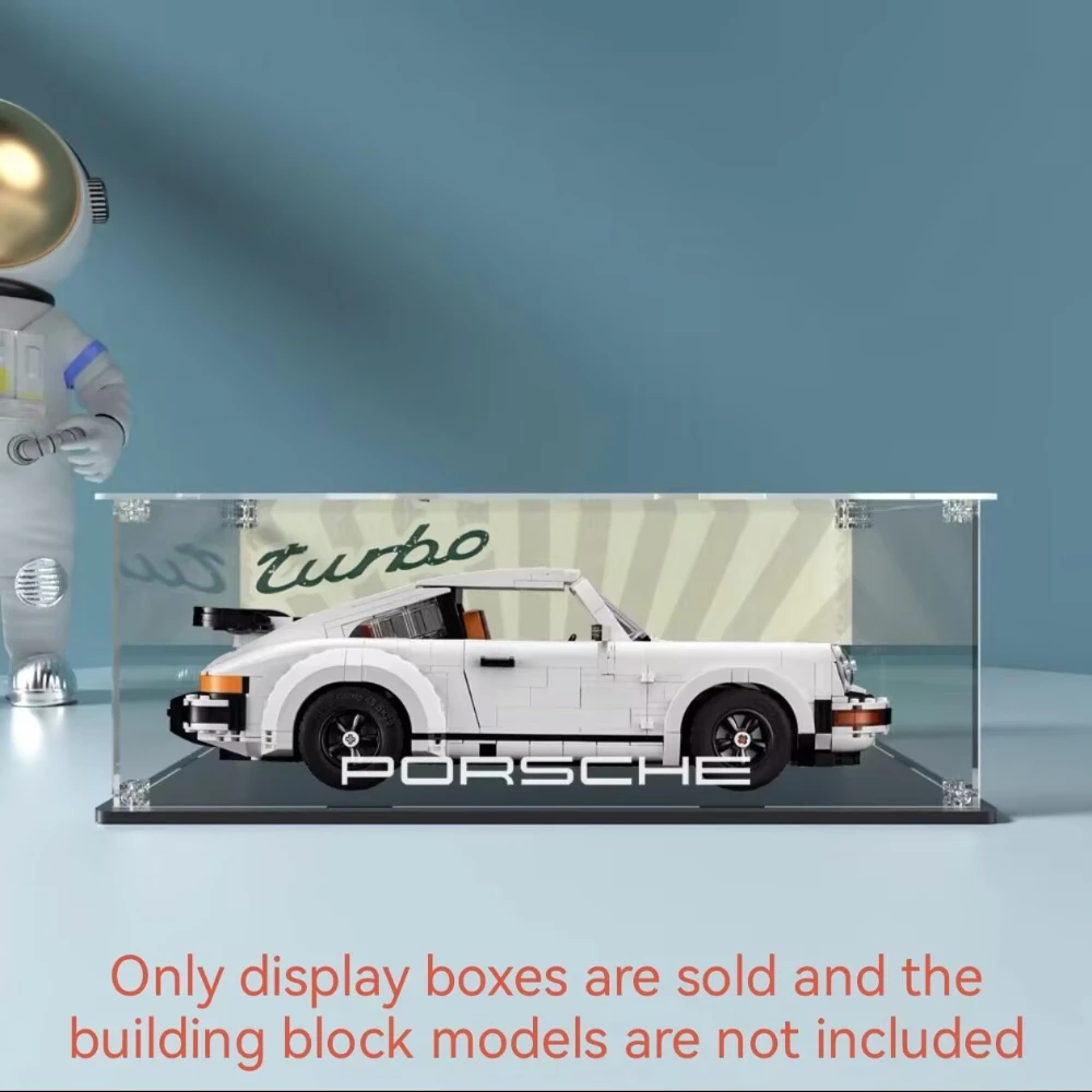 New Transparent Acrylic Box 10295 Building Blocks Porsche 911Turbo Display Box Car Model Dust Cover Screw Installation