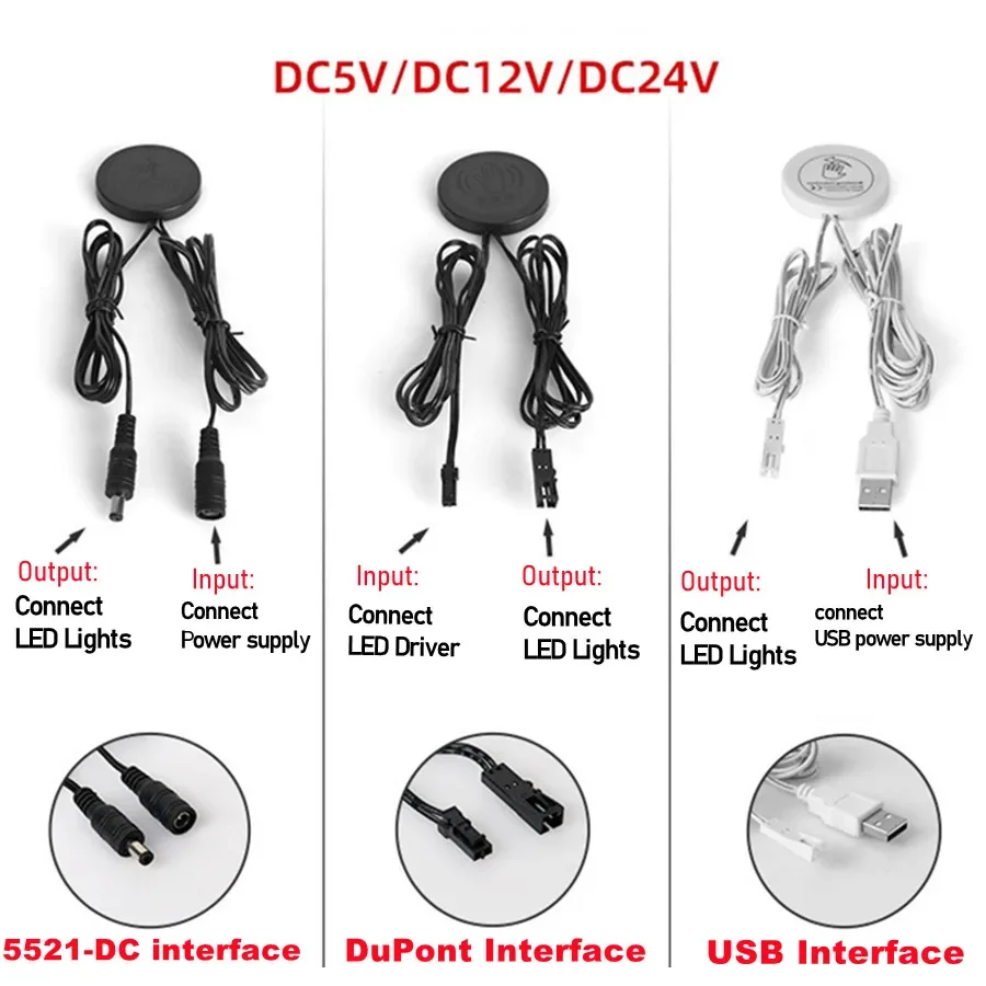 Sweep Dimmer Sensor Penetrating Switch 12V Wood Panel Touch Switch LED Dimmable Touch Sensing Hidden for Wood Home lighting