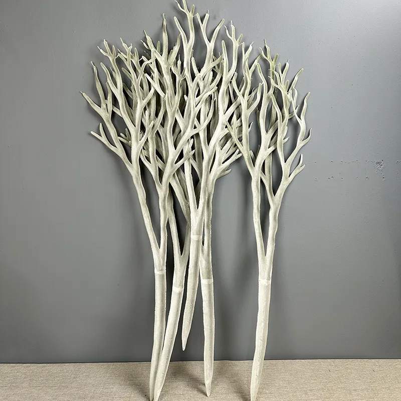 Rama de simulación flocada de 120cm, astas grandes para colgar en la pared, decoración navideña para el hogar, plantas verdes artificiales de 2 tenedores