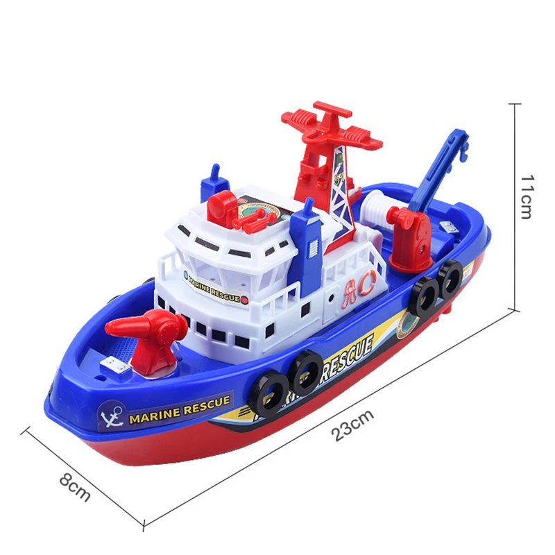 Pool Bath Toys For Kids Music LED Light Electric Marine Rescue Fire Fighting Boat Classic Children Spray Water Toys Summer