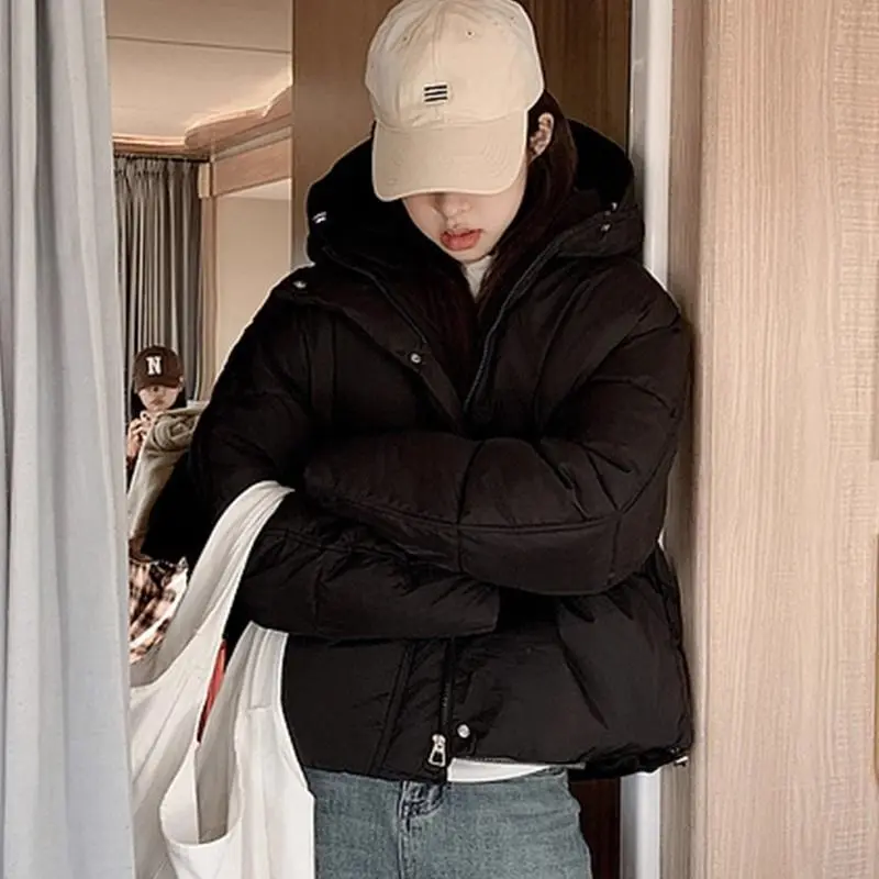 Hooded Down Coat Women Parkas New Winter Thickened Warm Cotton Padded Jacket Zipper Design Sense Outwear Ladies Loose Overwear