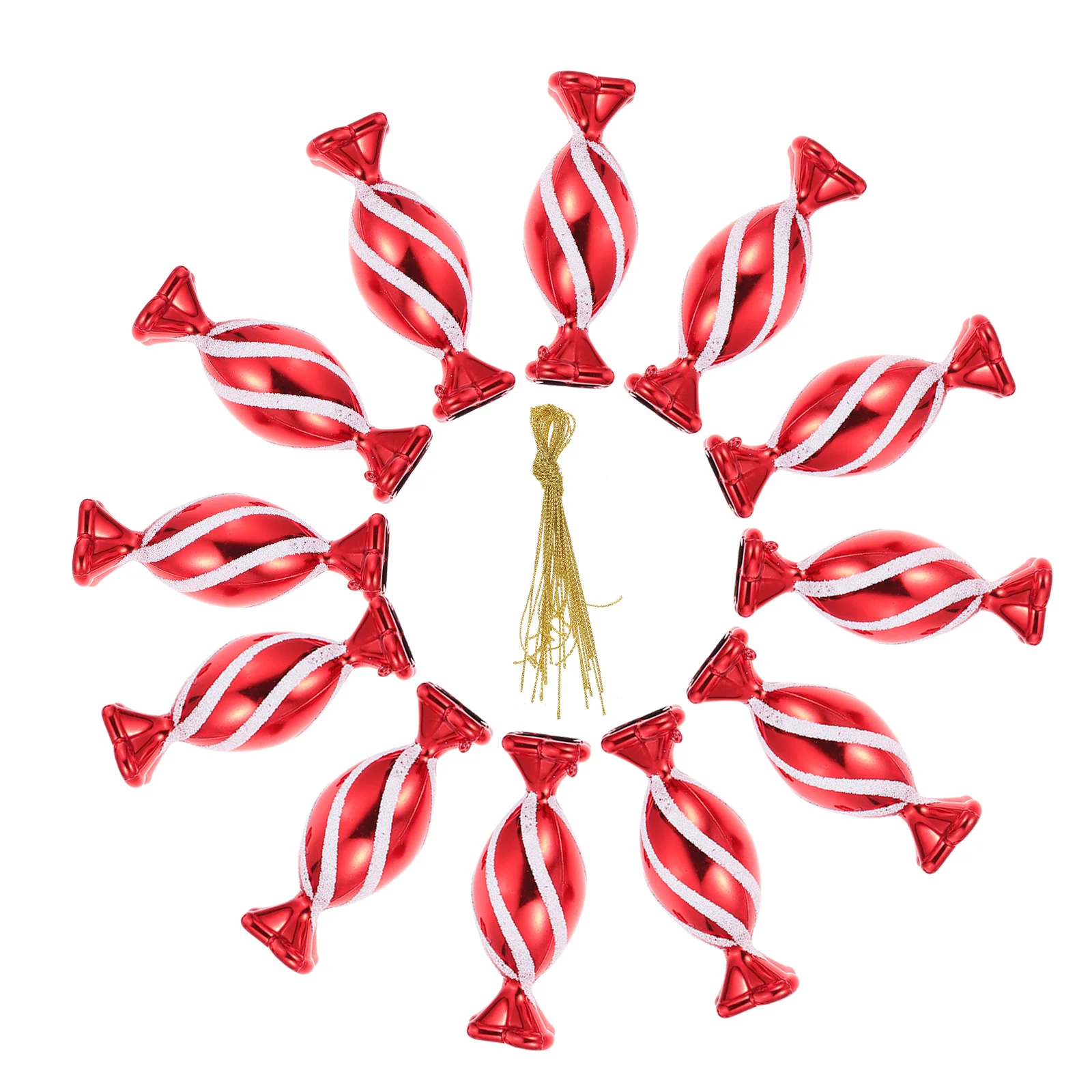 

30 PCS Christmas Peppermint Candy Swirl Ornament Red Decor Scene Layout Pendant