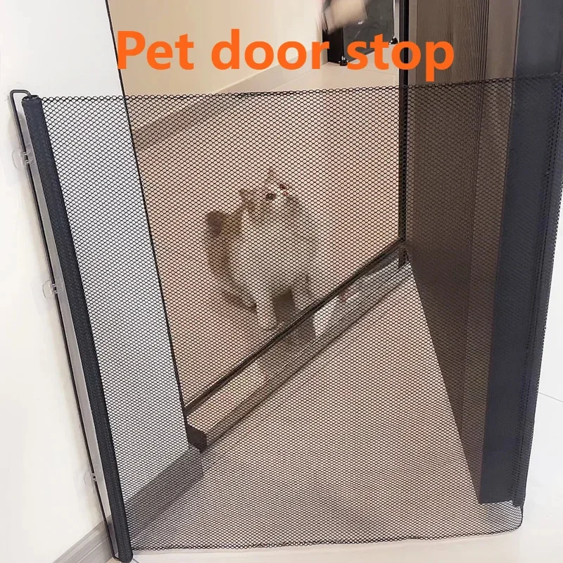 Clôture de porte rétractable automatique pour animaux de compagnie, pour chiens et chats, filet d'isolation pour escaliers et couloir intérieurs, clôture de sécurité sans perçage