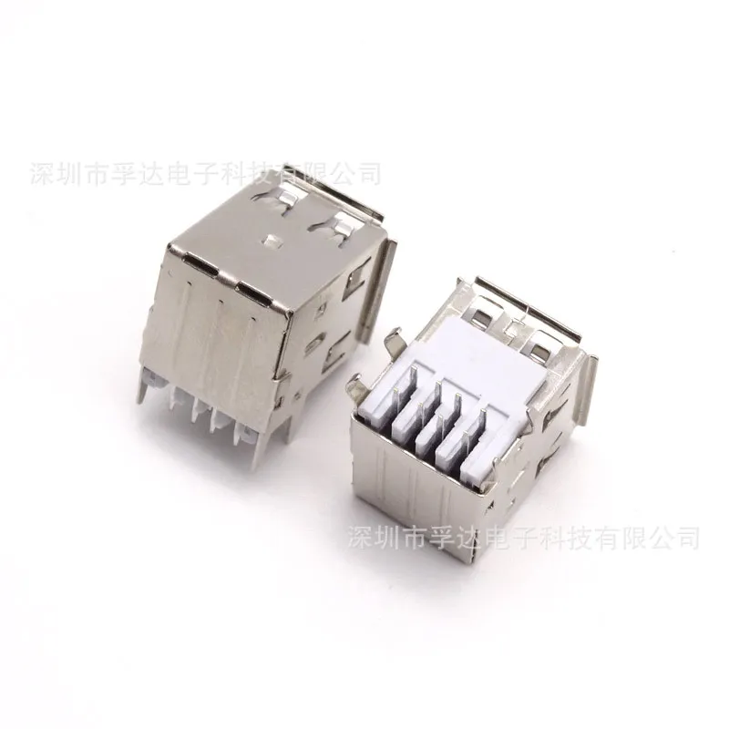 For double-layer USB female base 17.0 long usb2 0 double-layer 90 degree four-foot curved foot/straight foot plug board crimping