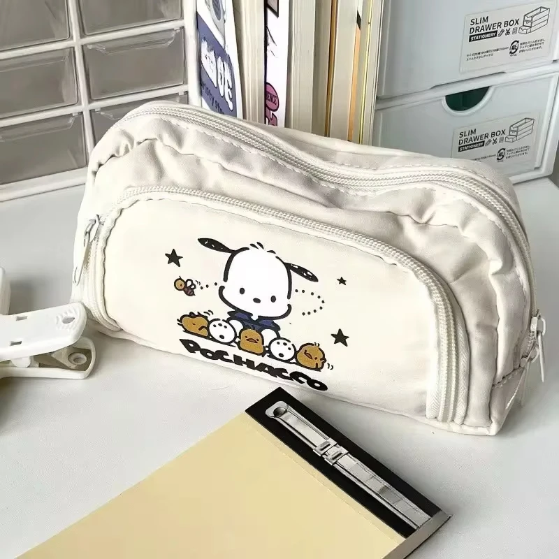 Sanrio Anime Kawaii Pen Bag Gifts Cute Cartoon Student Pencil Box Stationery Case Large Capacity Cosmetics Storage Bag