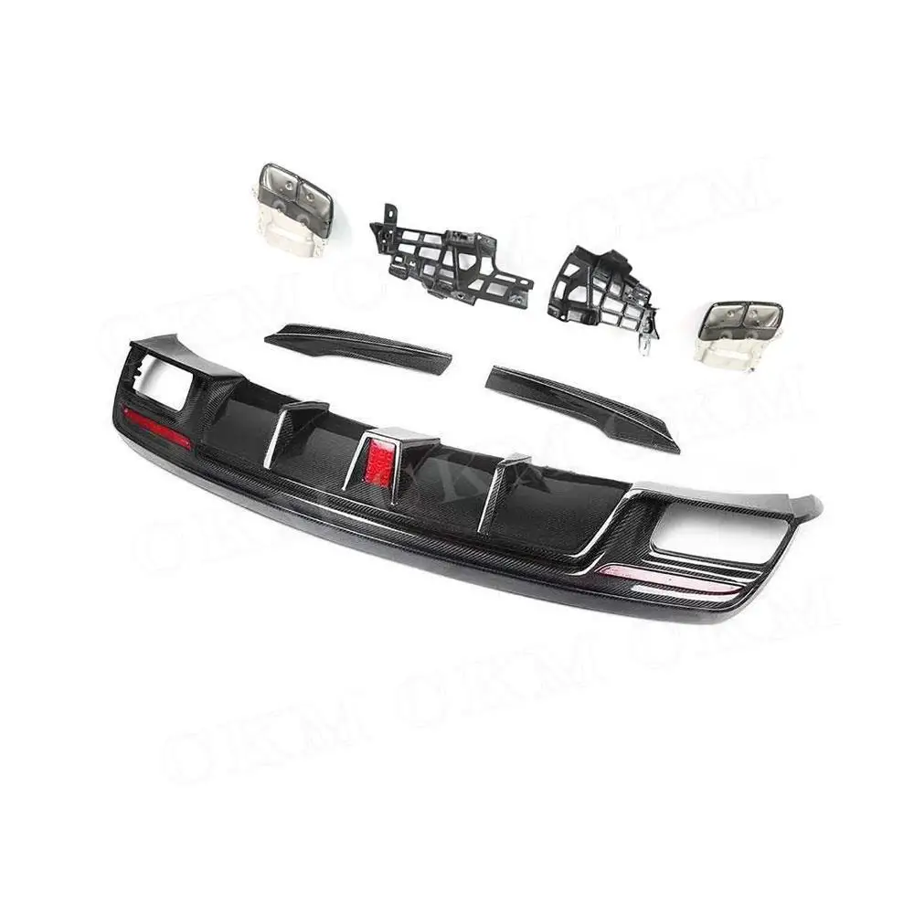 for Benz CLA Class W117 CLA200 250 260 CLA45 AMG 2013-2018 Carbon Fiber Rear Bumper Diffuser Side Splitters with Tips