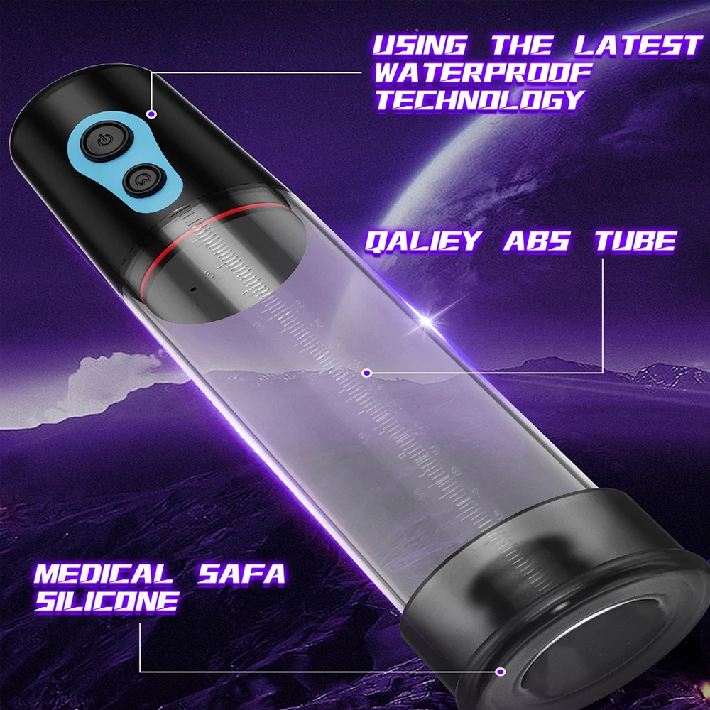 Men's Penis Pump Sex Toy Button-Operated Style Automatic Enlargement and Extension Pump for Men; Adult Male Insertive Sex Toy view 4
