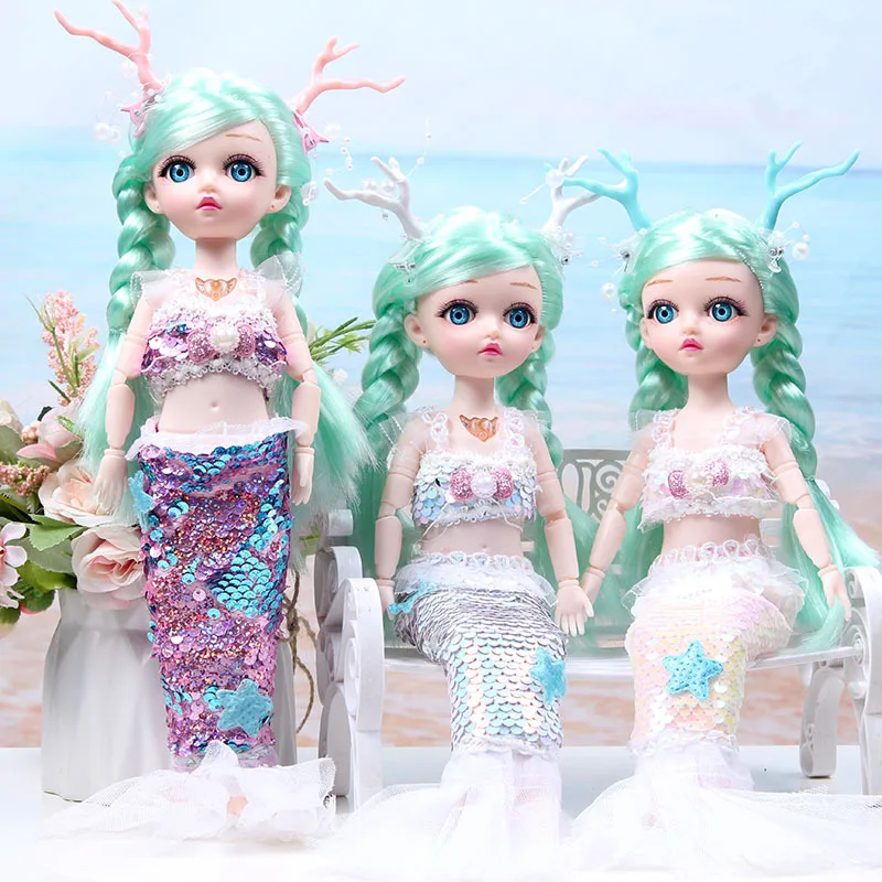 

30cm Princess Mermaid Girls Simulation Dolls BJD Doll Lights & Music Singing Model Doll Dress Up Toys For Girls