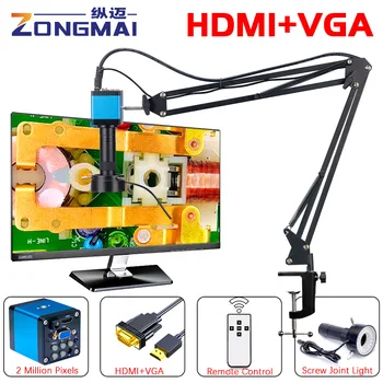 Zoom 150X Full HD Fotocamera Porta VGA/HDMI Microscopio industriale Staffa di supporto per braccio in metallo regolabile per la riparazione del telefono di saldatura PCB