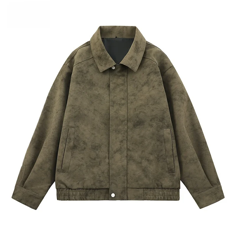 

Loose Men's PU Leather Jaet 2025 Autumn New Sle American Retro Dyed Motorcycle Coat High-End Feelings Youth Faion