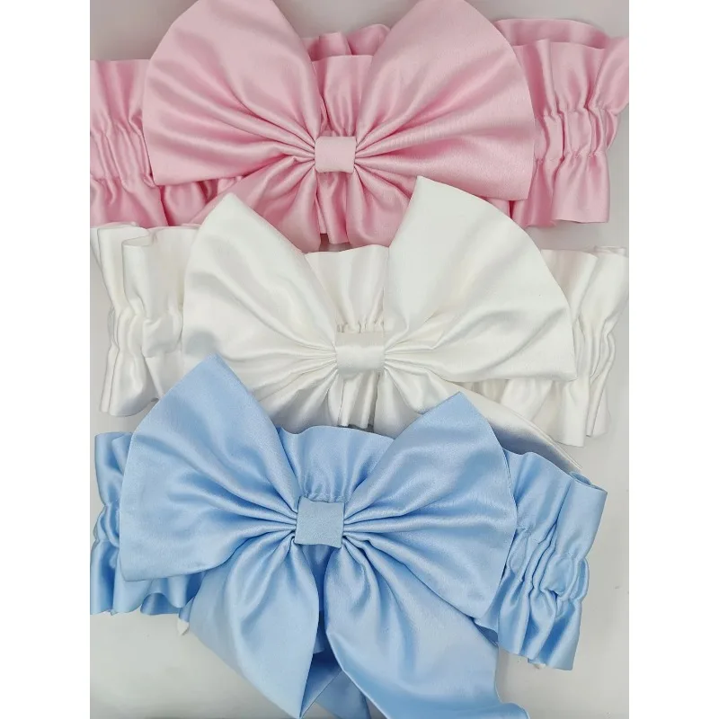 مجموعة وشاح وفيونكة من الساتان الفاخر - قماط تصوير لحديثي الولادة وإكسسوارات ديكور لحفلات الزفاف ropa de bebe niña beste Foto baby